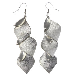 Mi Amore Textured Dangle-Earrings Silver-Tone