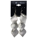 Mi Amore Textured Dangle-Earrings Silver-Tone