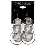 Mi Amore Textured Dangle-Earrings Silver-Tone