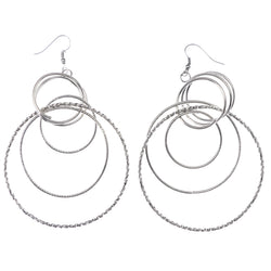 Mi Amore Textured Dangle-Earrings Silver-Tone