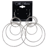 Mi Amore Textured Dangle-Earrings Silver-Tone