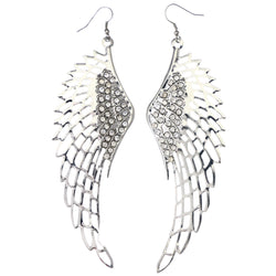 Mi Amore Angel Wings Dangle-Earrings Silver-Tone