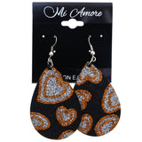 Mi Amore Glitter Heart Dangle-Earrings Black & Orange
