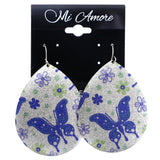 Mi Amore Butterfly Flower Dangle-Earrings Silver-Tone & Blue