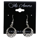 Mi Amore Textured Dangle-Earrings Silver-Tone