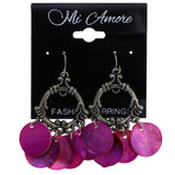 Mi Amore Shell Drop Accents Dangle-Earrings Pink/Silver-Tone