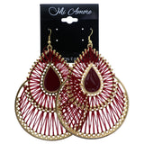 Mi Amore String Art Dangle-Earrings Red/Gold-Tone