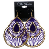 Mi Amore String Art Dangle-Earrings Purple/Gold-Tone