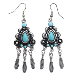 Mi Amore Antiqued Dangle-Earrings Silver-Tone/Blue