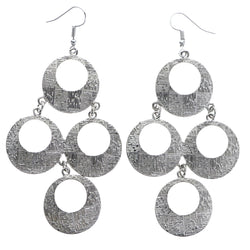 Mi Amore Textured Dangle-Earrings Silver-Tone