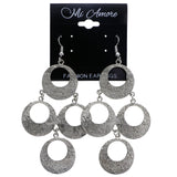 Mi Amore Textured Dangle-Earrings Silver-Tone