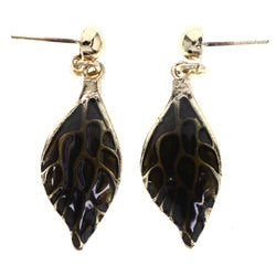 Mi Amore Leaf Drop-Dangle-Earrings Black/Gold-Tone