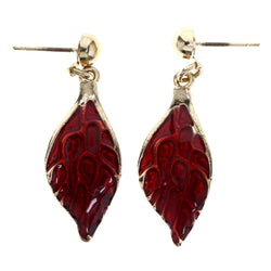 Mi Amore Leaf Drop-Dangle-Earrings Red/Gold-Tone