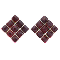 Mi Amore Faceted Stud-Earrings Pink/Silver-Tone