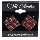Mi Amore Faceted Stud-Earrings Pink/Silver-Tone