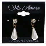 Mi Amore Drop-Dangle-Earrings White/Gold-Tone