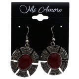 Mi Amore Antiqued Dangle-Earrings Silver-Tone/Red