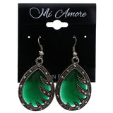 Mi Amore Antiqued Dangle-Earrings Green/Silver-Tone