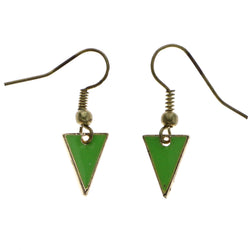 Mi Amore Triangle Dangle-Earrings Green/Gold-Tone