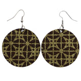 Mi Amore Glitter Flower Dangle-Earrings Brown & Gold-Tone