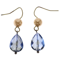 Mi Amore AB Finish Faceted Dangle-Earrings Blue & Brown