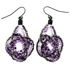 Mi Amore Knot Dangle-Earrings Purple/Silver-Tone