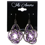 Mi Amore Knot Dangle-Earrings Purple/Silver-Tone