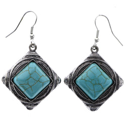 Mi Amore Antiqued Dangle-Earrings Blue/Silver-Tone