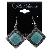 Mi Amore Antiqued Dangle-Earrings Blue/Silver-Tone