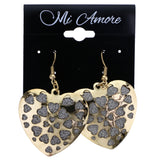 Mi Amore Glitter Heart Dangle-Earrings Gold-Tone & Silver-Tone