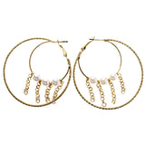 Mi Amore Tassel Hoop-Earrings Gold-Tone/White