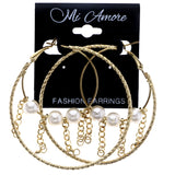 Mi Amore Tassel Hoop-Earrings Gold-Tone/White