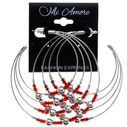 Mi Amore Dangle-Earrings Silver-Tone/Red