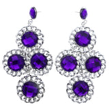 Mi Amore Faceted Dangle-Earrings Silver-Tone/Purple