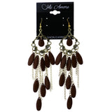 Mi Amore Tassel Antiqued Dangle-Earrings Brown & Gold-Tone