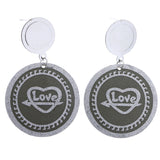 Mi Amore Glitter Heart Love Drop-Dangle-Earrings Silver-Tone