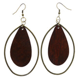 Mi Amore Antiqued Dangle-Earrings Brown/Gold-Tone