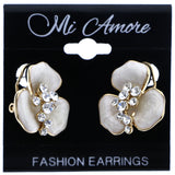 Mi Amore Flower Stud-Earrings White/Gold-Tone