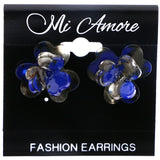 Mi Amore Flower Stud-Earrings Black/Blue