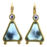 Mi Amore AB Finish Dangle-Earrings Blue/Gold-Tone