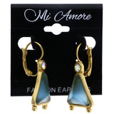 Mi Amore AB Finish Dangle-Earrings Blue/Gold-Tone