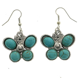 Mi Amore Faux-Turquoise Dangle-Earrings Silver-Tone/Blue