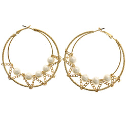 Mi Amore Chain Hoop-Earrings Gold-Tone/White