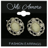 Mi Amore Glitter Stud-Earrings Silver-Tone/White