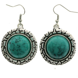 Mi Amore Faux-Turquoise Dangle-Earrings Silver-Tone/Blue