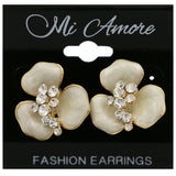Mi Amore Flower Stud-Earrings Gold-Tone/White