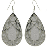 Mi Amore Glitter Teardrop Shape Dangle-Earrings Silver-Tone