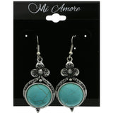 Mi Amore Faux-Turquoise Flower Dangle-Earrings Silver-Tone & Blue