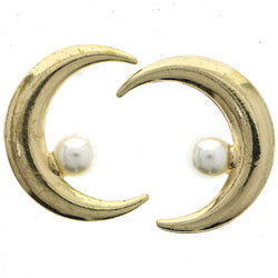Mi Amore Moon Stud-Earrings Gold-Tone/White