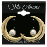 Mi Amore Moon Stud-Earrings Gold-Tone/White